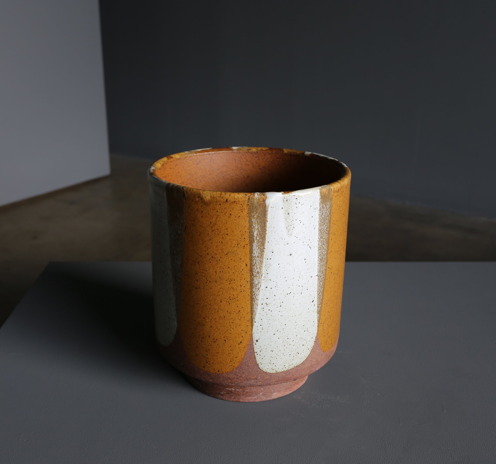 = SOLD = David Cressey " Flame " Glaze Planter for Architectural Pottery circa 1970