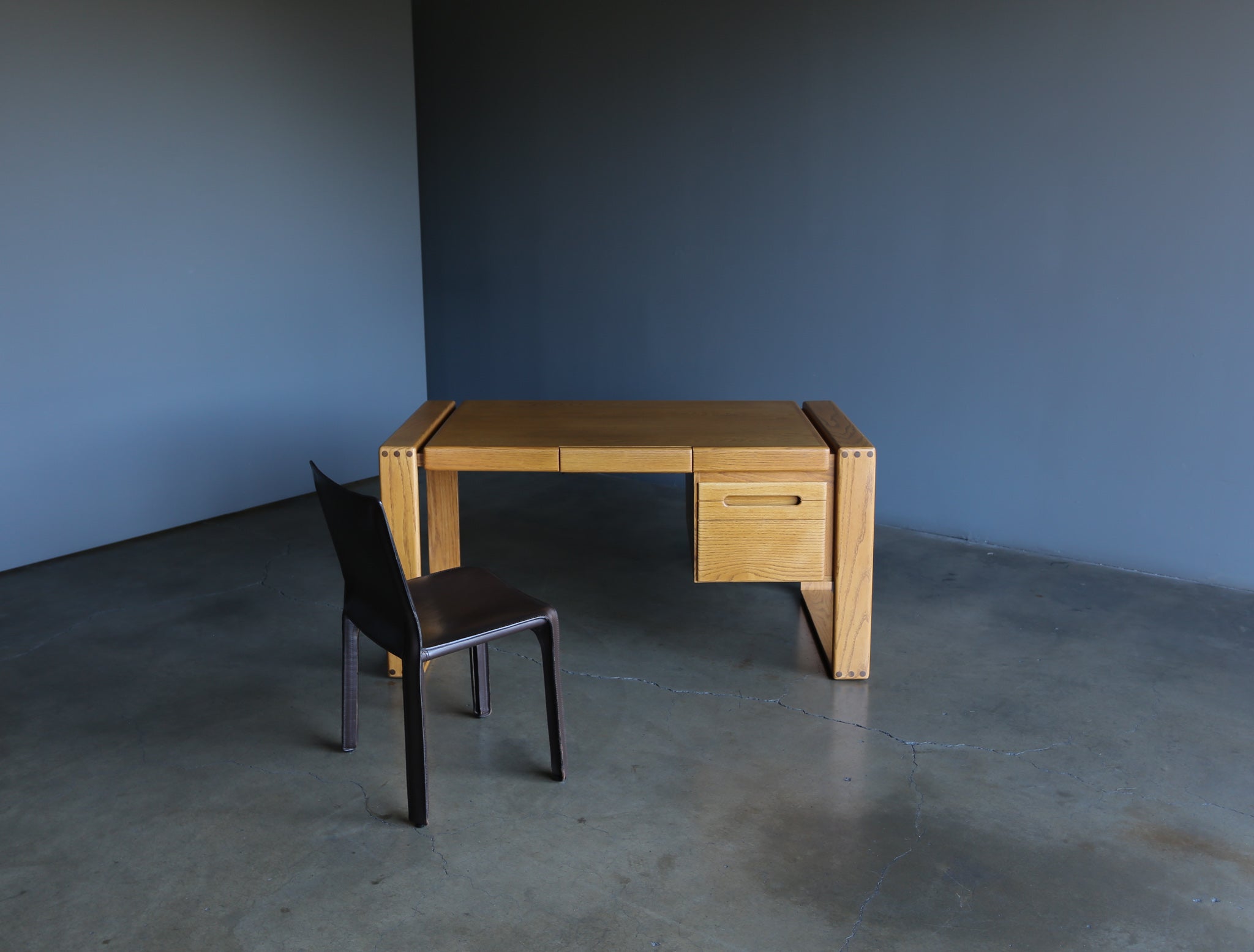 = SOLD = Lou Hodges Handcrafted Oak Desk for California Design Group, 1978