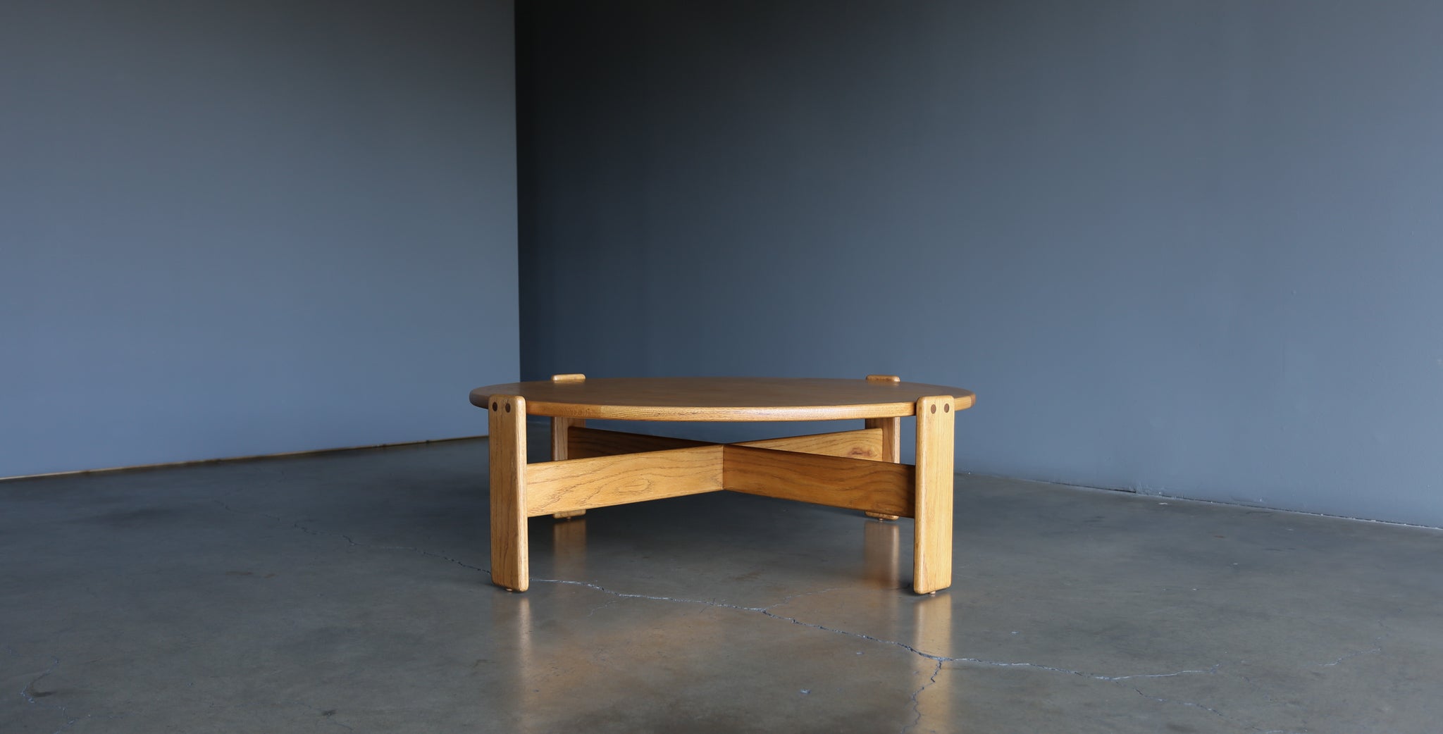 Lou Hodges Handcrafted Oak Coffee Table for California Design Group, 1980