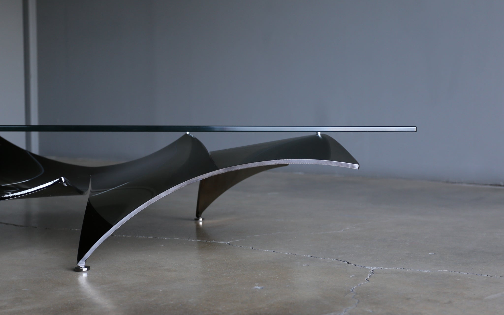 =SOLD=Maurice Barilone Sculpted Steel VOILES Coffee Table for Roche Bobois