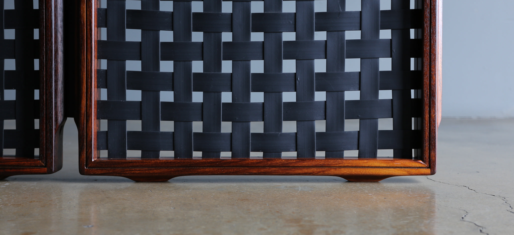 = SOLD = Gianfranco Frattini Rosewood & Rubber Floor Screen for Cassina, circa 1960