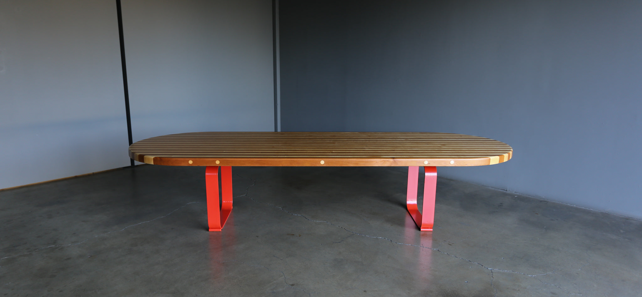 = SOLD = Handcrafted Custom Solid Maple & Cherry Wood Dining Table, 1980