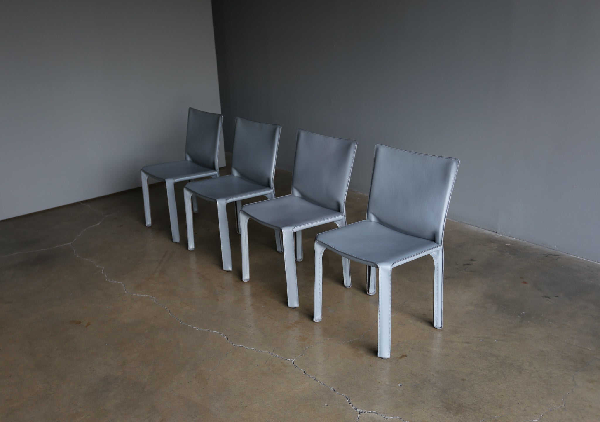 = SOLD = Mario Bellini Grey Leather "Cab" Chairs for Cassina