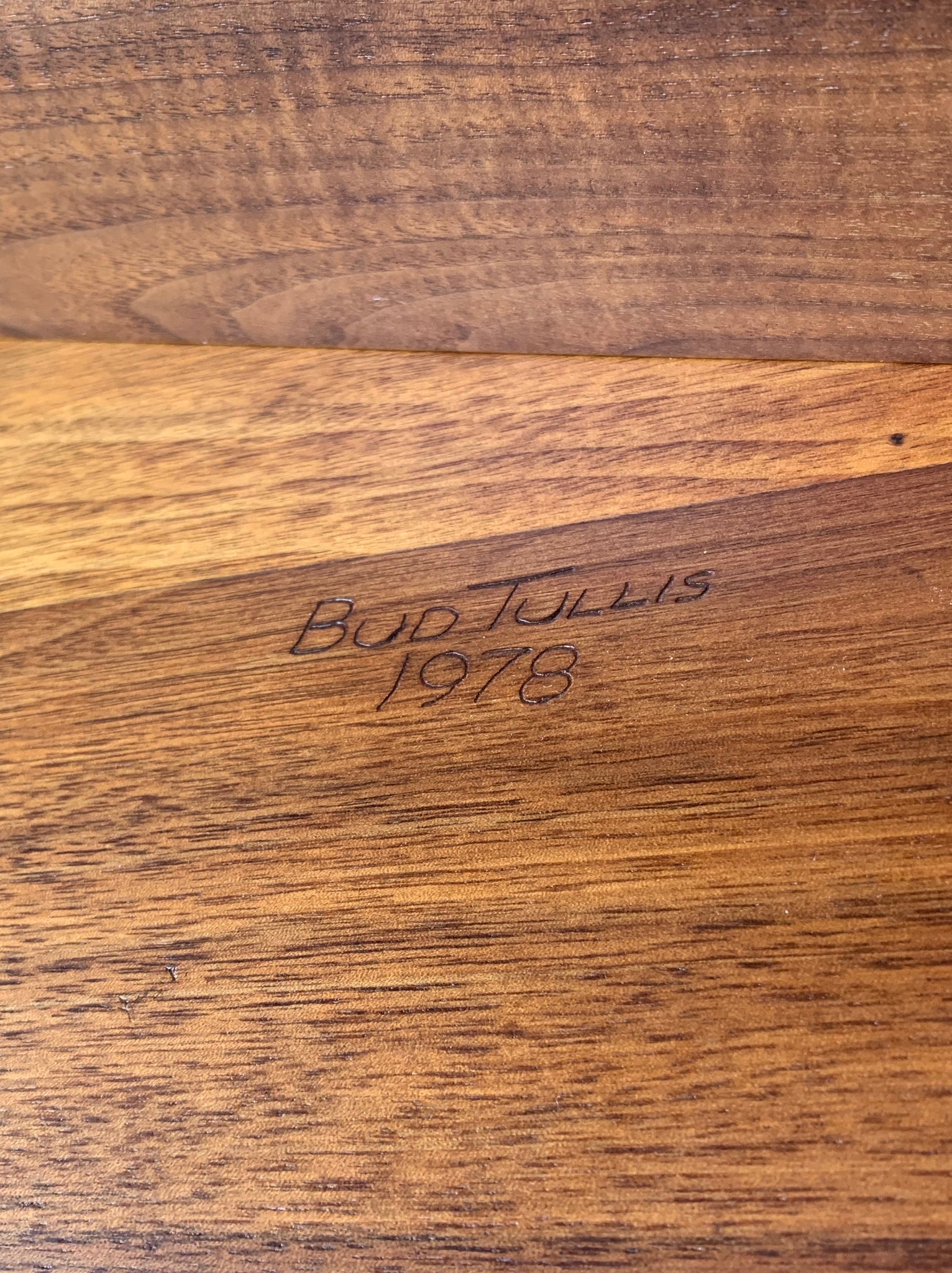 = SOLD = Bud Tullis Handcrafted Coffee Table, 1978