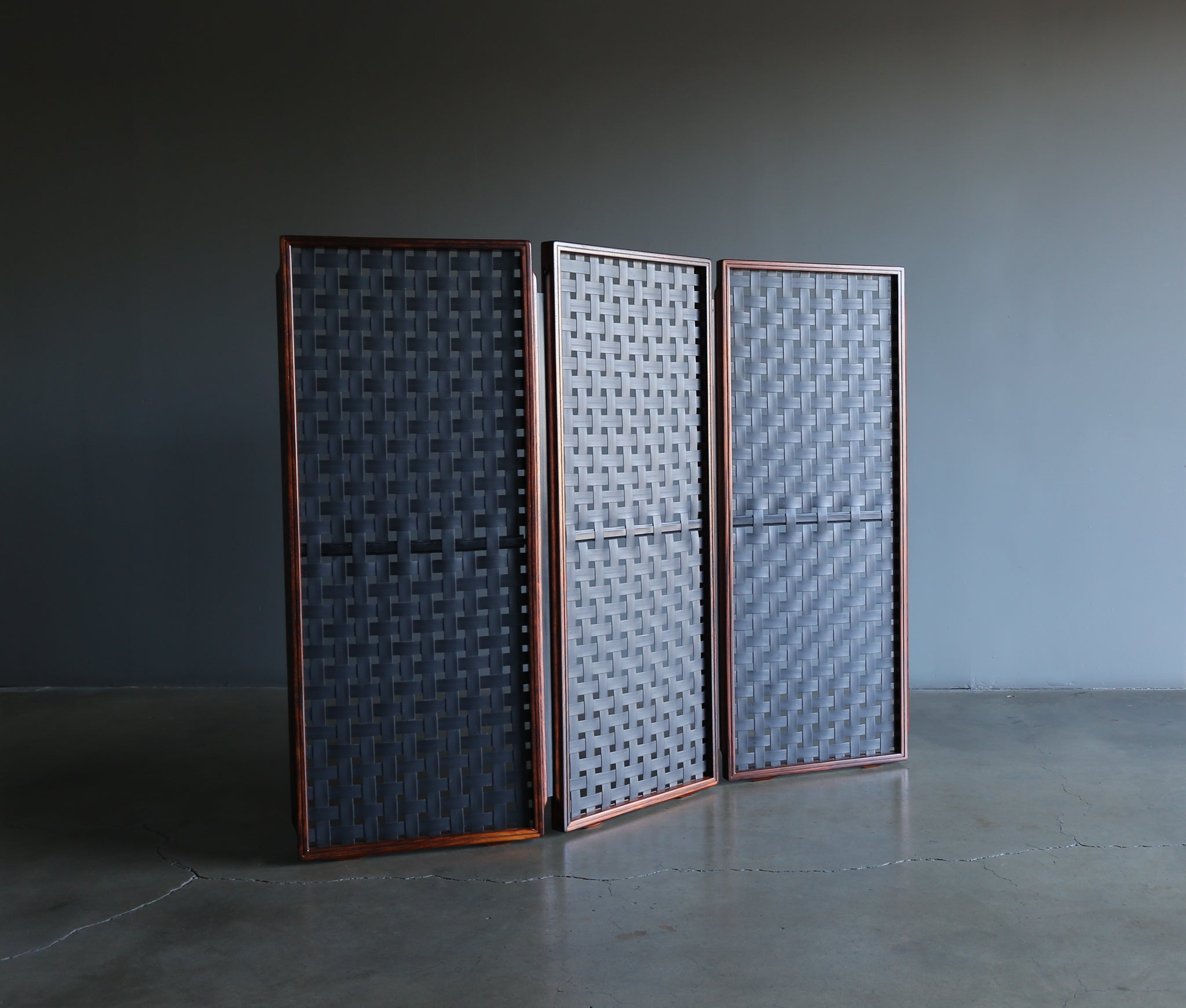 = SOLD = Gianfranco Frattini Rosewood & Rubber Floor Screen for Cassina, circa 1960