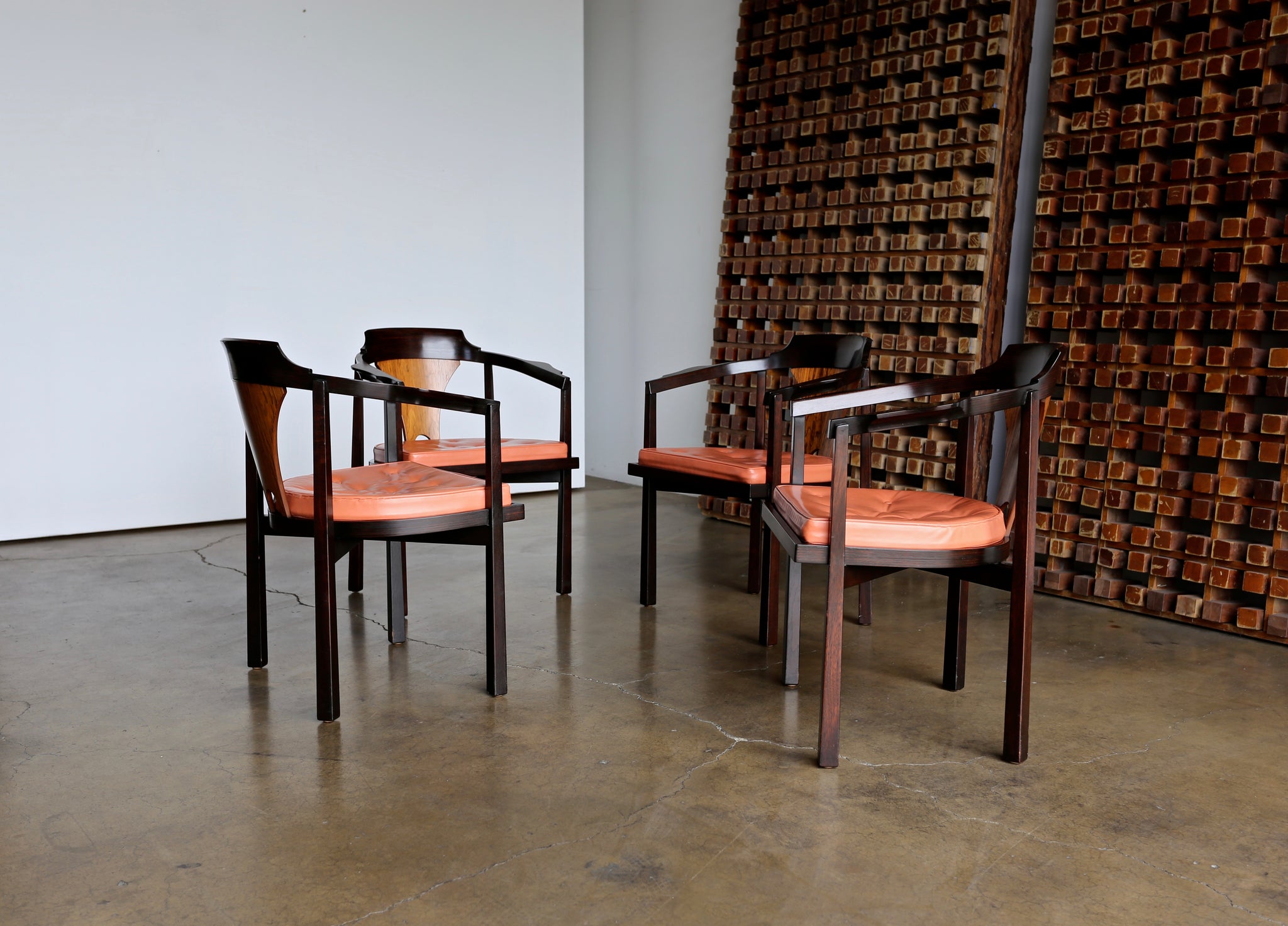 = SOLD = Set of Four "Horseshoe" Chairs by Edward Wormley for Dunbar circa 1955