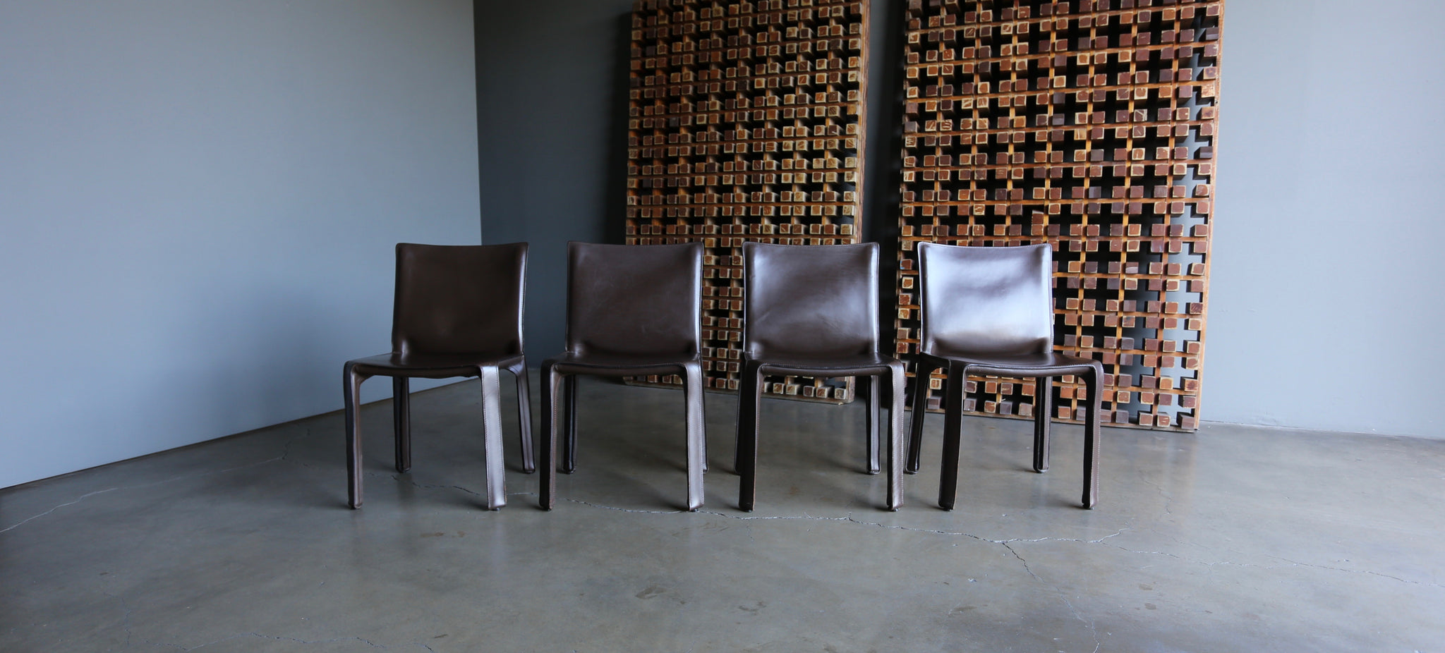 = SOLD = Mario Bellini Brown Leather "Cab" Chairs for Cassina.