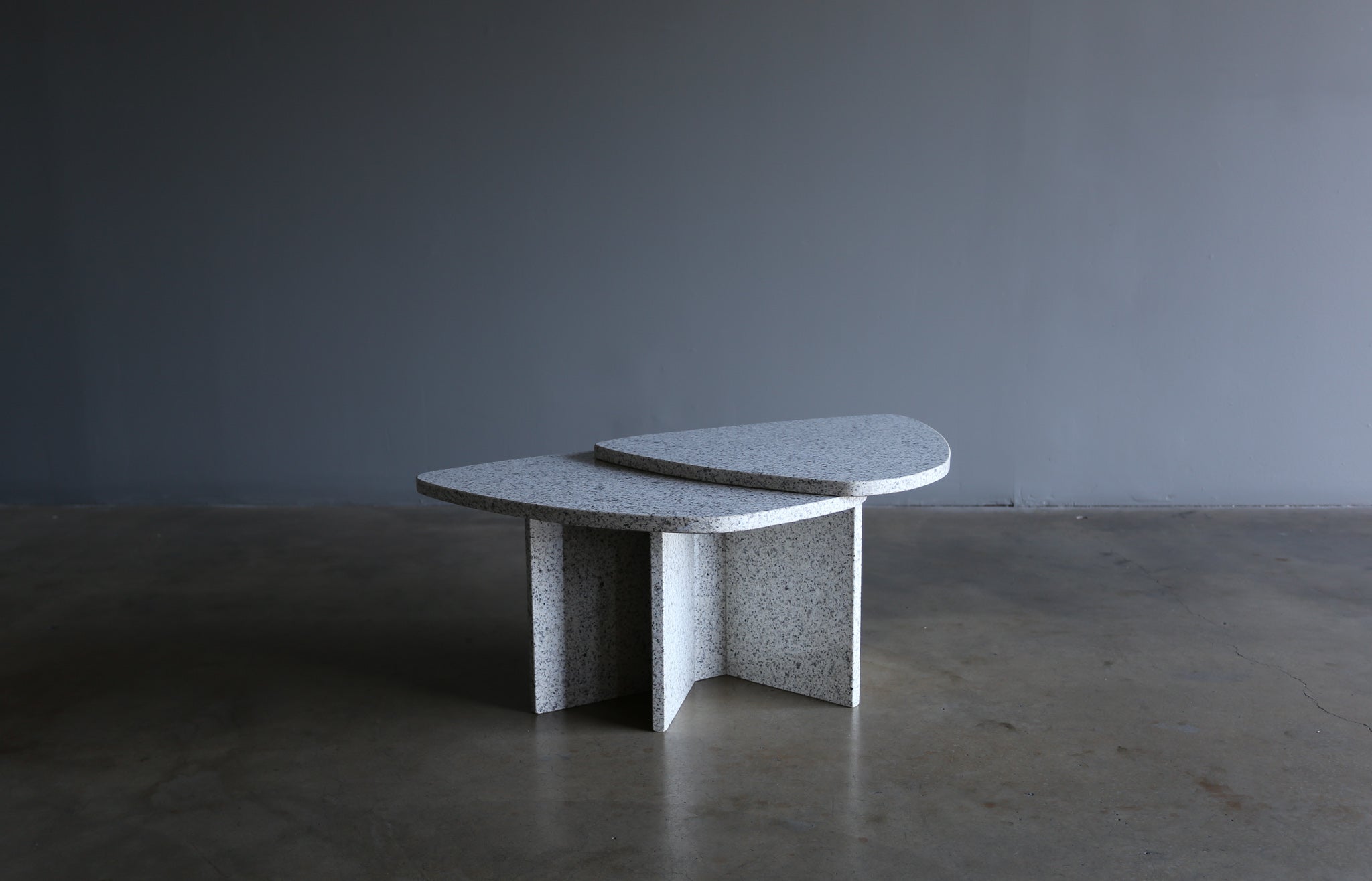 = SOLD = Willy Ballez Granite Petal Side Table, circa 1975